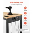 thumbnail image 4 of 48 Inch Adjustable Height Workbench 2000 lbs Capacity Heavy Duty Oak Wood Top with Power Outlet Wheels Pegboard for Garage Workshop Office Home, 4 of 7