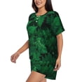 thumbnail image 2 of Naloa Green Leave Fern Women's Short-Sleeved Pajama Set, Loungewear, Summer pajamas, Breathable Cozy - XX-Large, 2 of 9