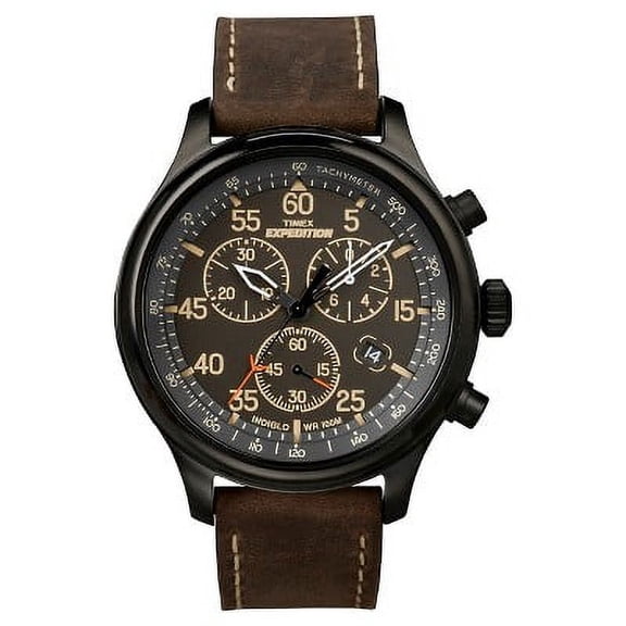 Men's Timex Expedition® Field Chronograph Watch with Leather Strap - Black/Brown T49905JT