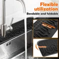 thumbnail image 6 of Silicone Sink Splash Guard – Faucet Drip Catcher & Countertop Protector Mat, Quick-Dry Non-Slip Tray For Kitchen & Bathroom (Black/Grey, 34" X 6")​, 6 of 7