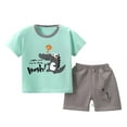 thumbnail image 2 of Pitauce Toddler Baby Boys Girls Clothes Cute Graphic Cotton Short Sleeve T-Shirts + Shorts Crew Neck Shoulder Button 2 Piece Summer Outfits, 2 of 3