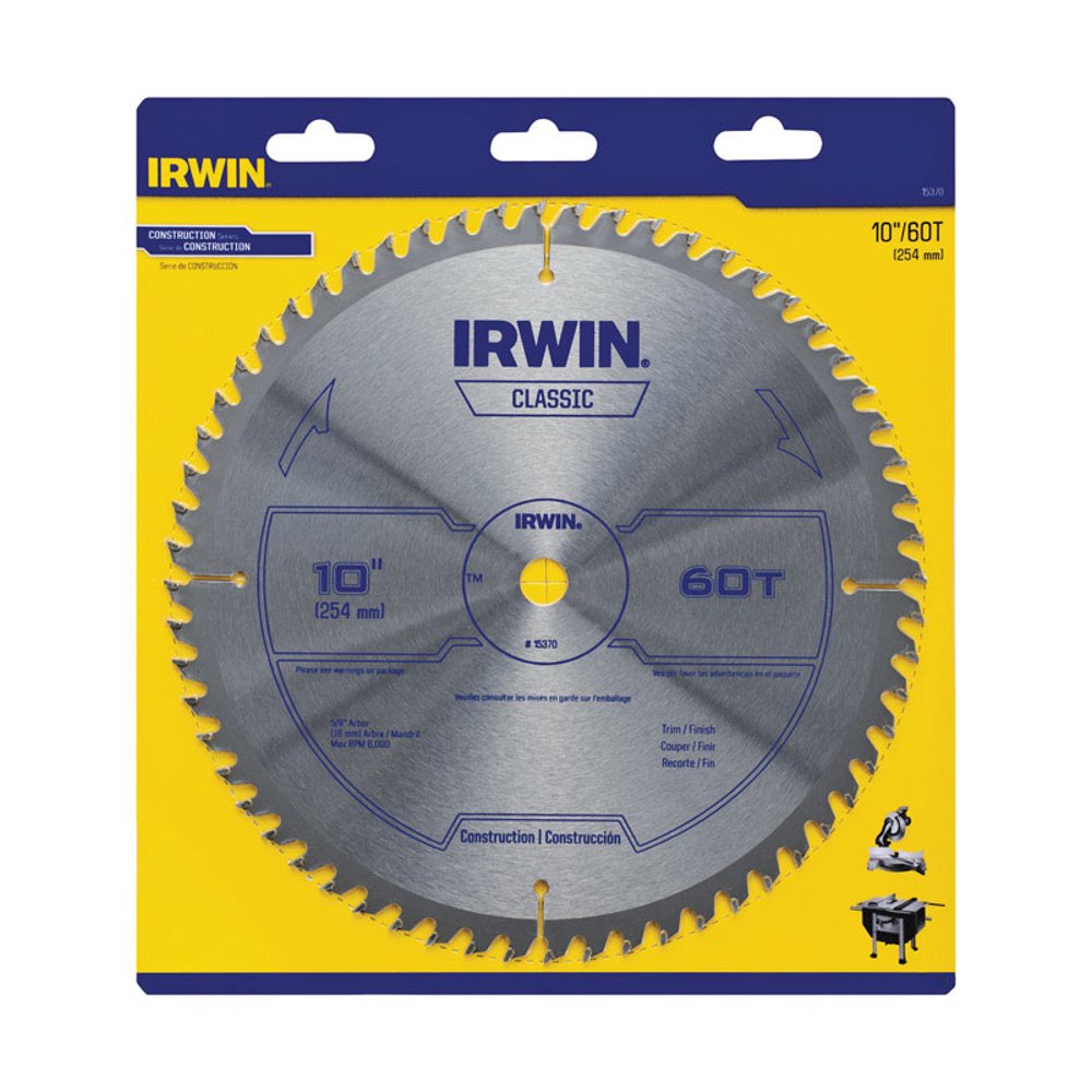 Irwin 10 Dia. x 5/8 in. Carbide Classic Circular Saw Blade 60 teeth 1
