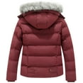 thumbnail image 6 of GGleaf Women's Hooded Warm Winter Coat Quilted Thicken Puffer Jacket with Removable Fur Hood Red 3X-Large, 6 of 7