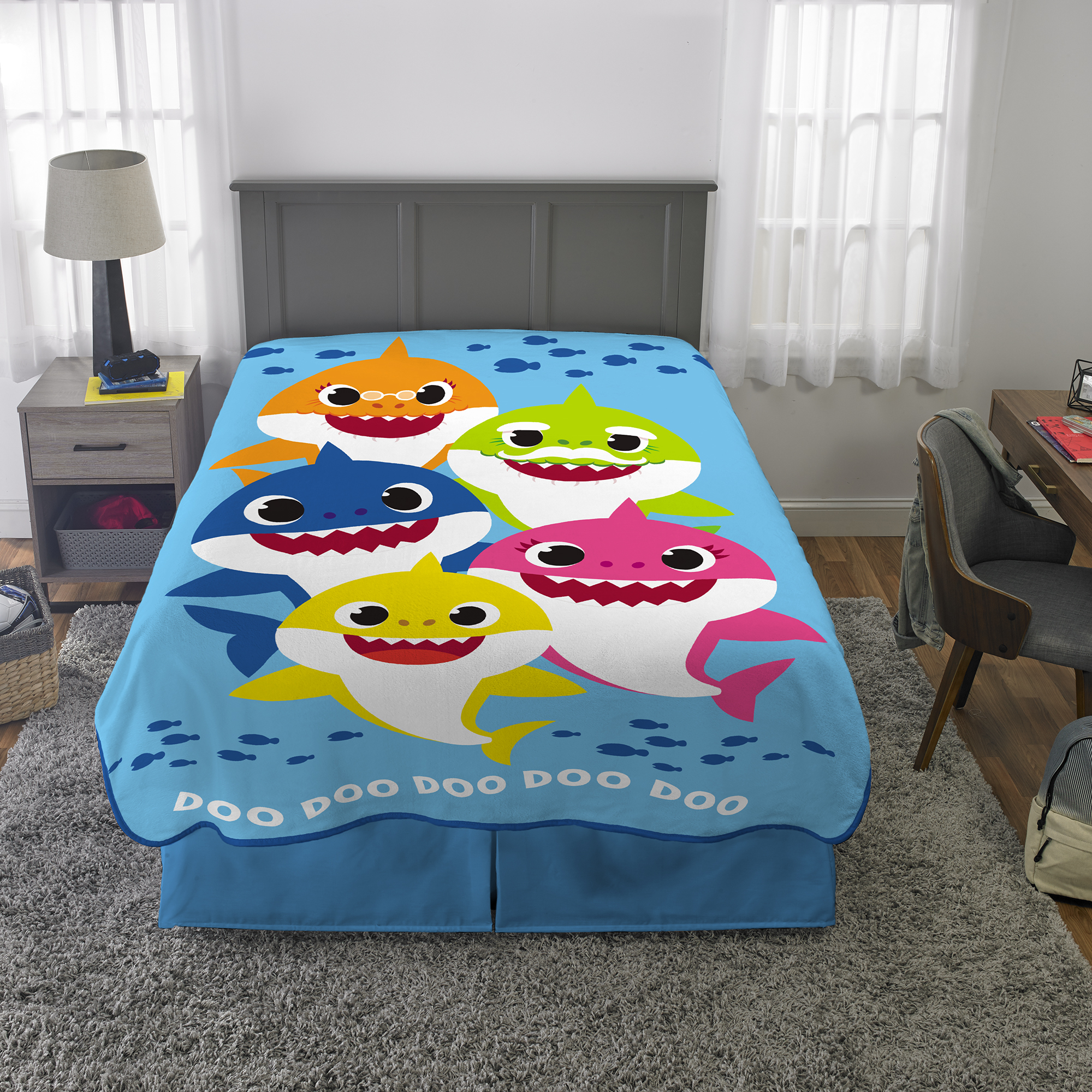 Baby Shark Kids Fleece Twin/Full Blanket, Blue photo 3