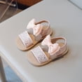 thumbnail image 4 of Sequin Bow Girls Dress Sandals for Toddler Little Kids Bling Summer Open Toe Dressy Princess Flats Wedding, 4 of 5