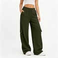 thumbnail image 2 of ClodeEU Women's Elastic Drawstring Waist Wide Leg Sweatpants ,Casual Loose Athletic Pants with Pockets Army Green,Women's Plus L, 2 of 9