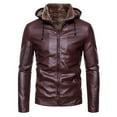 thumbnail image 7 of Wancir Men’s Faux Fur Leather Jacket Autumn Winter Fleece Lined Coat Vintage Bomber Jacket, 7 of 7