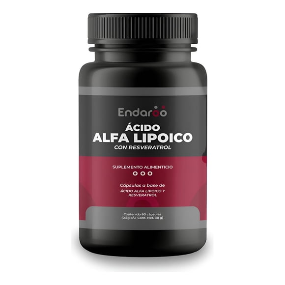 ENDAROO Ácido Alfa Lipoico 100% Puro | Sin Aditivos | 60 Cápsulas de 500mg rojo