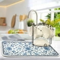 thumbnail image 5 of Blue Floral Dish Drying Mat, Absorbent Microfiber Pad Protector For Kitchen Counter Top Mat Dish Drainboard 18x24in, 5 of 7