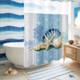 thumbnail image 5 of No Hook Shower Curtain, Blue Coastal Starfish Shower Curtains for Bathroom with See Through Top Window, Vintage Grey Nautical Coral Summer Waterproof & Washable Bath Curtain Stall 48"x72", 5 of 9