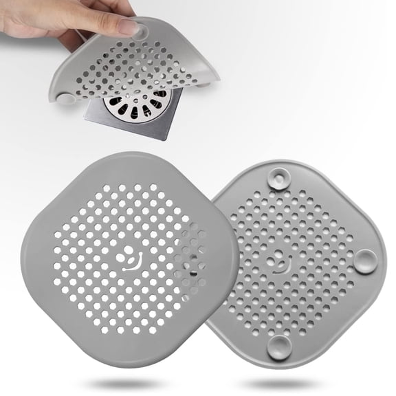 2 Pack Drain Hair Catcher Silicone Bathroom Accessories Shower Drain Protector Sink Drain Strainer Hair Stopper for Shower Kitchen Bathroom Tub Grey