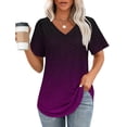 thumbnail image 2 of Summer Fashion Oversize Shirts for Womens V- Neck Printed Casual Pullover With Short Sleeves, 2 of 5