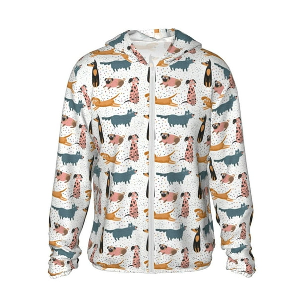 Balery Dogs Pug Sudadera ligera de manga larga con capucha y protección solar UPF 50+ para hombre y mujer, ideal para pesca y running-3X-Large