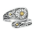 thumbnail image 2 of Sterling Silver Sunflower Spoon Ring - Adjustable Vintage Boho Ring for Women, Handcrafted Antique Flower Thumb Ring, Romantic Valentine's Gift, 2 of 7