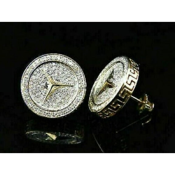 Charming 2Ct Round Cut Lab Created Diamond Men's Cluster Stud Earrings 925 Sterling Silver