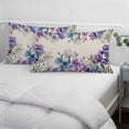 thumbnail image 3 of Blue Purple Flowers Pillow Covers, Linen Long Throw Pillow Case, Spring Seasonal Botanical Florals Holiday Pillow Protector Decorative Cushion Cover for Living Room/Bedroom 20" x 30", 3 of 8