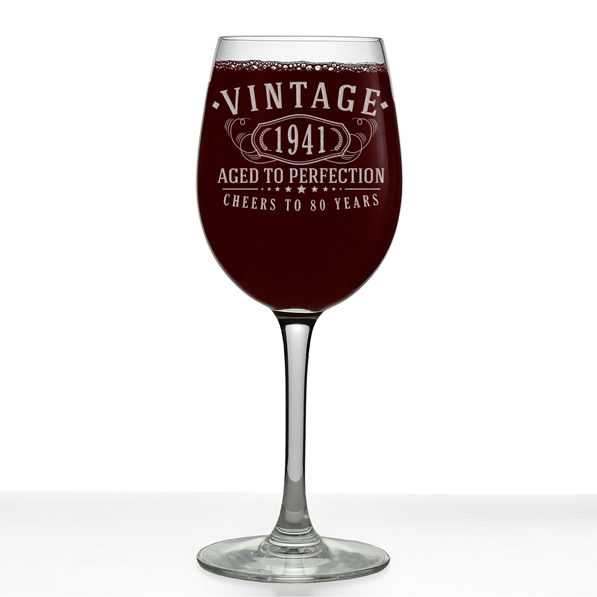 80 years old gifts 80th Birthday Aged to Perfection Vintage 1941 Printed 16oz Stemmed Wine Glass 80 years old gifts 80th Birthday Aged to Perfection Vintage 1941 Printed 16oz Stemmed Wine Glass