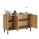 thumbnail image 1 of 3-fluted-door moderno sideboard buffet gabinete con adjustable estante - de madera credenza coffee bar, 1 of 6