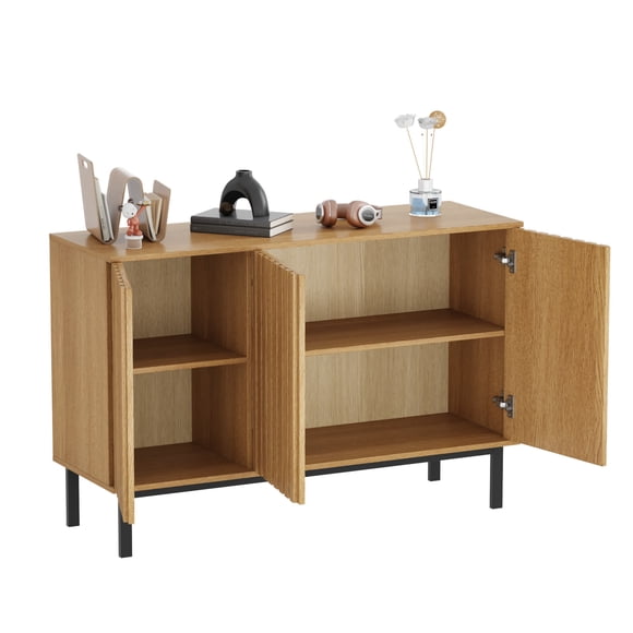 3-fluted-door moderno sideboard buffet gabinete con adjustable estante - de madera credenza coffee bar