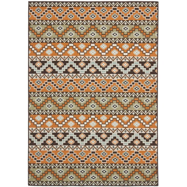 Safavieh Veranda Collection VER095 Boho Indoor/ Outdoor Non-Shedding Stain Resistant Patio Backyard Area Rug, 2'7" x 5', Terracotta / Chocolate