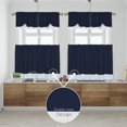 thumbnail image 5 of Woven Trends Two-Tone Window Curtain Tier Pair & Valance Set, Double Layer Small Window Curtains for Kitchen, Living Room and Kitchen, Navy/White, 58" x 24" Tier Pair & Valance Set, 5 of 7