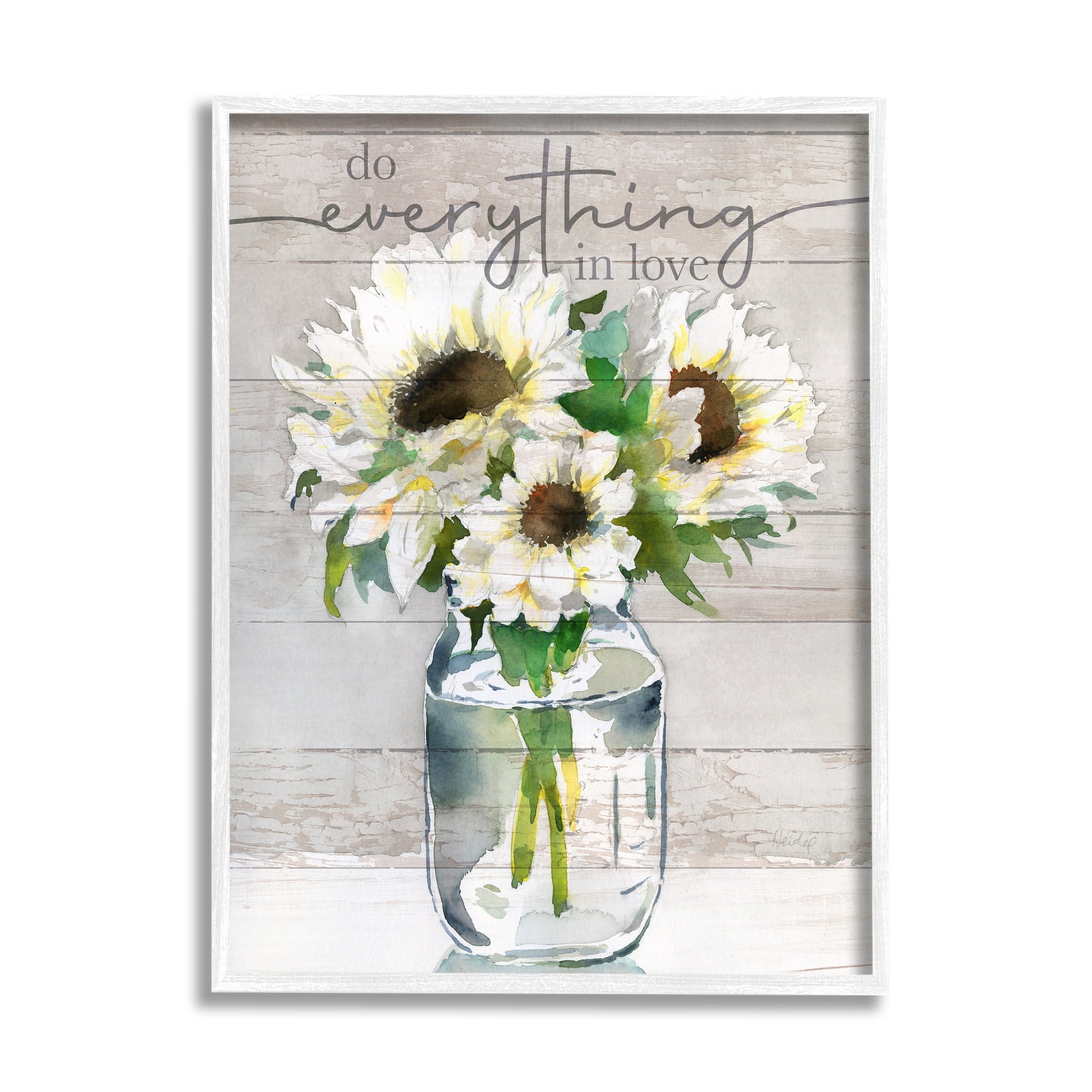 Stupell Industries Everything in Love Romantic Country Blooms Bouquet Graphic Art White Framed Art Print Wall Art, Design by Theresa Heidel