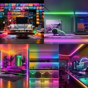 20FT LED Strip Lights COB Smart IC, 24V RGB LED Lights for Bedroom with RF Remote Smart App Button Controller Music Sync Color Changing Strip Lights for Game Room Kitchen Cabinet Lighting
