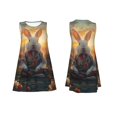 thumbnail image 3 of Bixox Robe Sans Manches à Imprimé Lapin Méditant pour Femmes avec Poches, Robe Décontractée Longueur Genou pour l'Été-TTG, 3 of 7