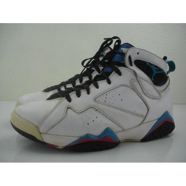 Ni-k-e Men's 12 M Ni-k-e Air Jordan 7 Retro Orion 304775-105 White Laser Blue Black Shoes