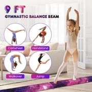 Resenkos 9ft Folding Gymnastics Balance Beam with Anti-Slip Base & Pine Frame - Multicolor