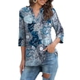 thumbnail image 6 of a.Jesdani Womens Plus Size Tunic Tops 3/4 Roll Sleeve V Neck Casual Blouses m-4x, 6 of 8