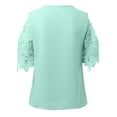 thumbnail image 4 of BAODANN Women's T Shirt Lace Cut Out Plain Daily Half Sleeve V Neck Basic Regular Top Woman's Shirts Women's Loose Fit Tees Women Tees and Tops Womens Long Sleeve Layering Shirt Long Sleeve Layering, 4 of 4