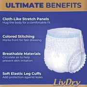 LivDry Ultimate Leak Proof Pull Ups for Women and Men, Night Absorbent Incontinence Underwear, Small (72-Pack)