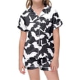thumbnail image 4 of Halloween Pajamas Kids Size 4-5 Years Girls Holiday Nightwear Short Sleeve Top and Shorts Cozy Homewear Boys Pjs Light Gray, 4 of 4