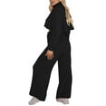 thumbnail image 5 of Qiylii Women Polar Fleece Clothes Set,Solid Color Crop Tops+ Long Pants, 5 of 9