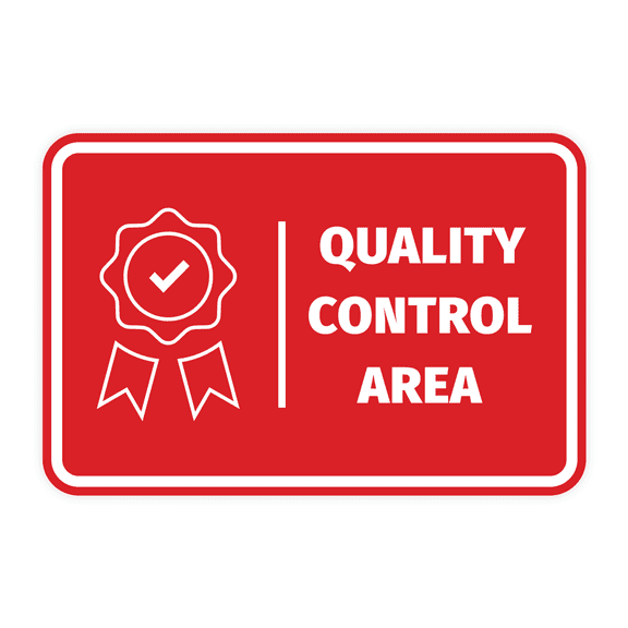 Signs ByLITA Classic Framed Quality Control Area Door or Wall Sign Easy Installation | Health And Safety | Building And Hospitality Sign (Red) - Large