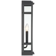 Possini Euro Design Metrix 20 High Farmhouse Rustic Rectangular Outdoor Wall Light Fixture Mount Porch 2-Light Black Glass Shade