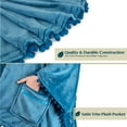thumbnail image 3 of PAVILIA Fleece Poncho Blanket for Women |  Cozy Wearable Blanket Gift, Warm TV Shawl Sweater Cape with Pom Pom Fringe and Pockets, Gifts for Women (Sea Blue), 3 of 7