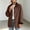 Brown, variant on FDGIU Women's Corduroy Collar Chore Jacket, Long Sleeve Button Down Casual Shacket, Loose Fit Mid Length Outerwear for Fall Spring