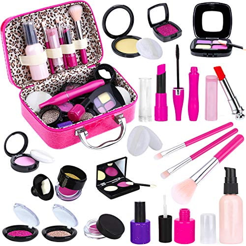 14pc Kit Kids Organic & Natural Pretend Play Girls Makeup Set w/ Free Makeup Bag 