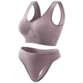 thumbnail image 2 of Elainilye Fashion Womens Sports Bras Set Seamless Suspender Breathable Gathering Bra Sports Underwear Set,Brown, 2 of 3
