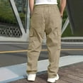 thumbnail image 5 of OSOLU Men Versatile All Season Cargo Pants Pocket Hem Solid Color Plus Size Outdoor Trousers Workout Training Joggers Bottoms, 5 of 7
