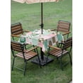 thumbnail image 4 of Outdoor Tablecloth with Umbrella Hole for Patio/Picnic/Party/Camping, Spring Floral Checkered Waterproof Table Cloth Square Cover Washable, Turquoise Pink Buffalo Plaid (54"x 54"), 4 of 8