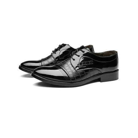 Men Lace Up Oxfords Dress Tuxedo Formal Office Work Pointed Toe PU Leather