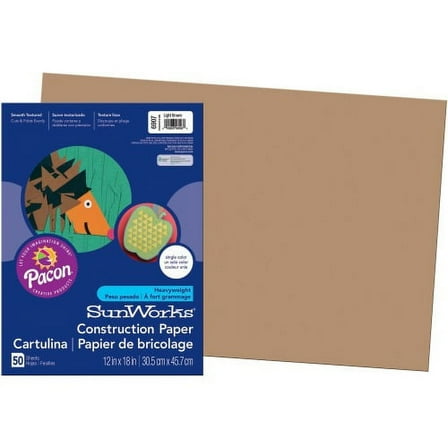 SunWorks, PAC6907, Construction Paper, 50 / Pack, Light Brown