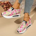 thumbnail image 6 of XIMIN Women Snakeskin Platform Slip On Floral Printed Sneakers with Chunky Sole Round Toe Classic Wedge Heel Comfortable Breathable Work Casual Shoes Loafers Sneaker, 6 of 7