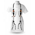 thumbnail image 4 of Skeleton Apron, Dancing Halloween Fun with Hat and Bowties, Unisex Kitchen Bib with Adjustable Neck for Cooking Gardening, Adult Size, Redbrown Caramel, by Ambesonne, 4 of 4