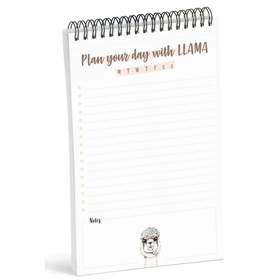 Inkdotpot To Do List Notepad 6 X 9 Paper Stationery, Plan Your Day With Llama Spiral Notepad Daily Checklist- Motivational Organizer Planner List Pad- Notepad Tear Off (50 Sheets)