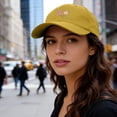 thumbnail image 4 of Vintage Washed Baseball Cap, Hand Embroidered Flower Design Trucker Style Hat, Adjustable Sun Hat for Women Men, Casual Outdoor Unisex Cap for Daily Wear - Yellow, 4 of 4
