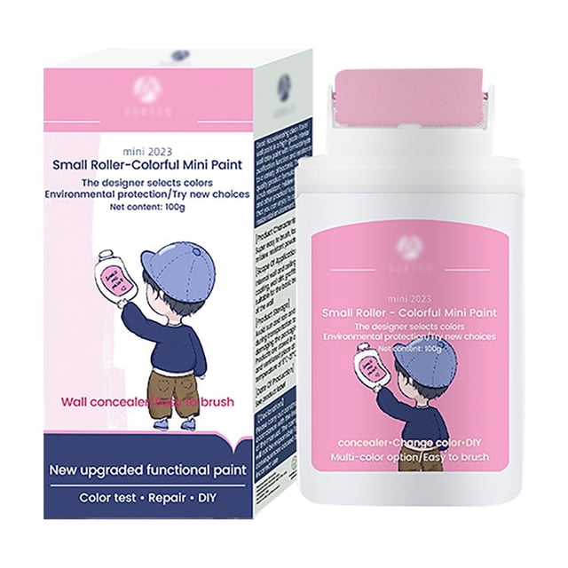 Petit Rouleau Brosse de Réparation Murale Outil de Rouleau de Pâte Murale Petit Rouleau Brosse Outil Mural Rouleau d'Épilation avec Peinture Latex 100ml